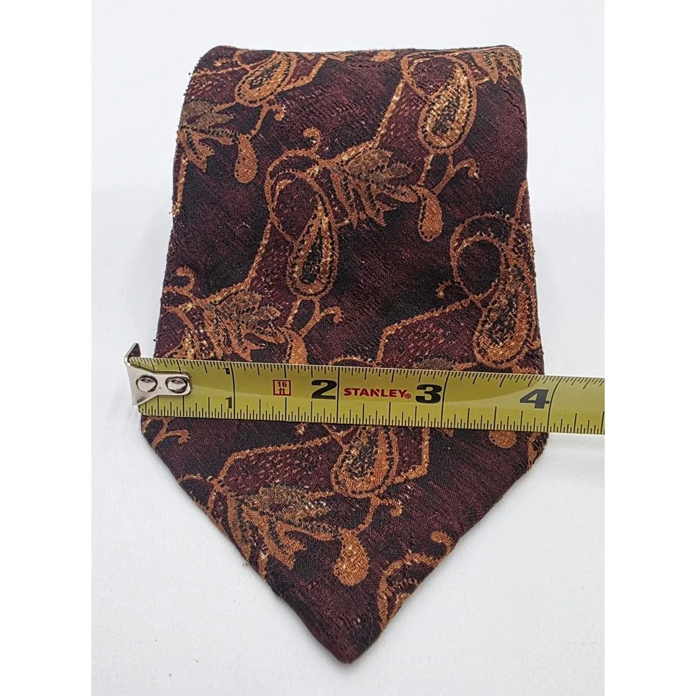 Ermenegildo Zegna Men's Silk Paisley Tie Burgundy Gold Italy Luxury Designer